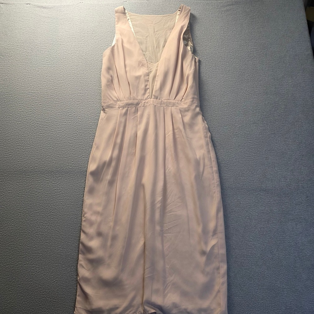 Paper Crown Bridesmaids Maxi Dress Womens 6 Blush Satin Formal Wedding Made USA